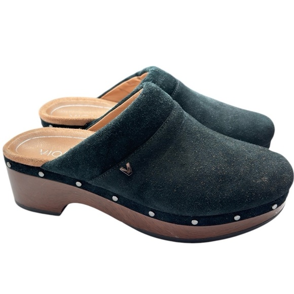 Vionic Kacie Black Suede Clog Mule Slip on Comfort Shoe Size 6 Arch Support - Picture 3 of 9